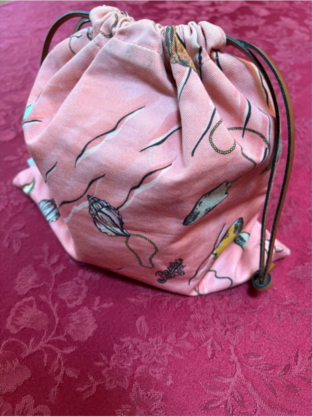Loewe Pink & Brown Canvas Paula's Ibiza Cosmetic Bag With Seashell Motif - Picture 6 of 6